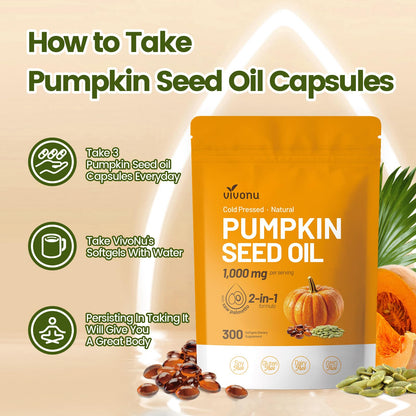 VivoNu Saw Palmetto Capsules Extract 8 in 1, Pumpkin Seed Oil - Supports Prostate Health, Relieves Urination Issues, Supports Hair Growth, DHT Blocker 240 Softgels