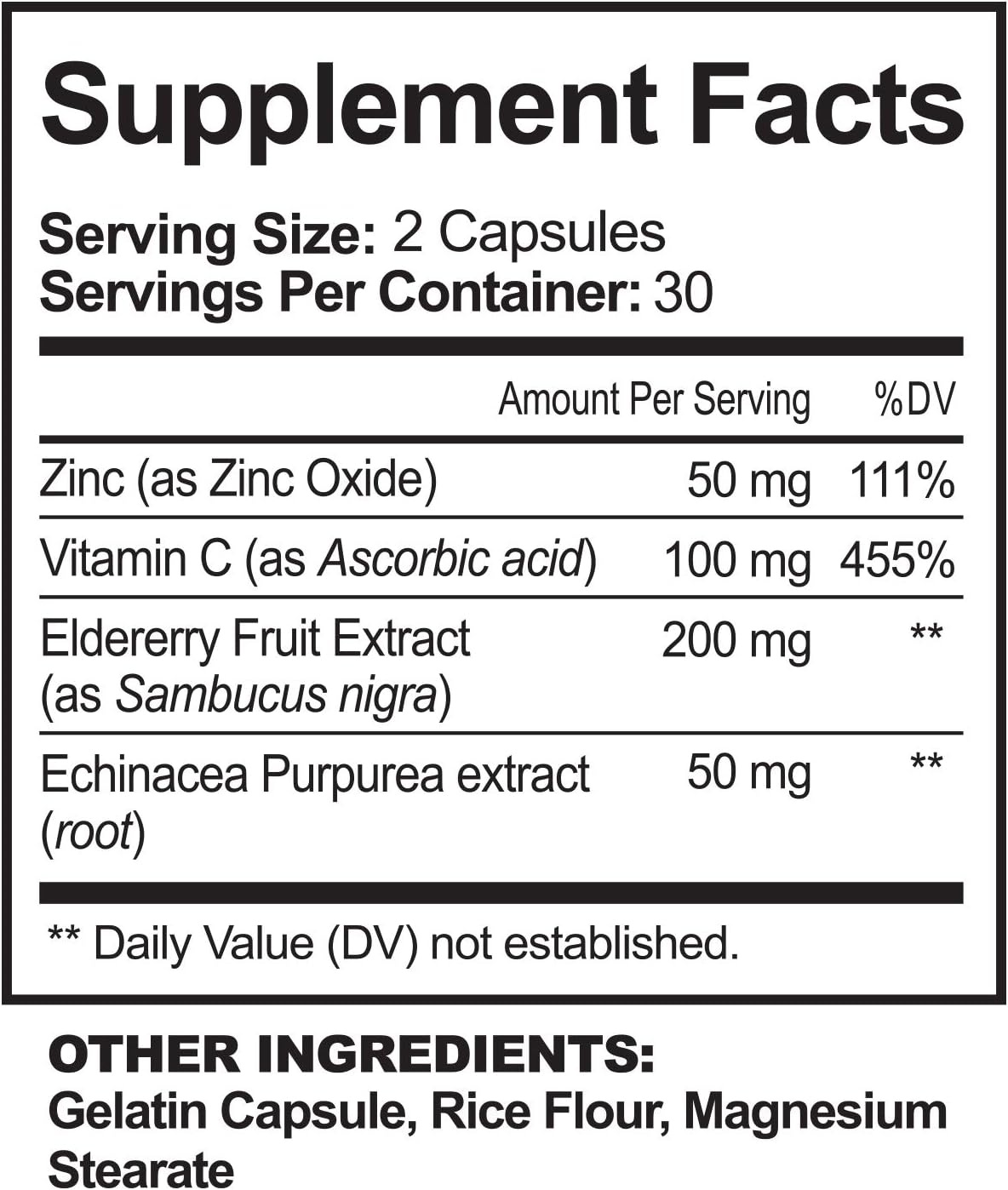 NutriFlair Zinc 50mg - with Vitamin C, Elderberry, Echinacea Purpurea Extract, Zinc Oxide - Compare with picolinate, Citrate, Oxide - Complete Immune Support Formula Pills with 4 Immune Defense