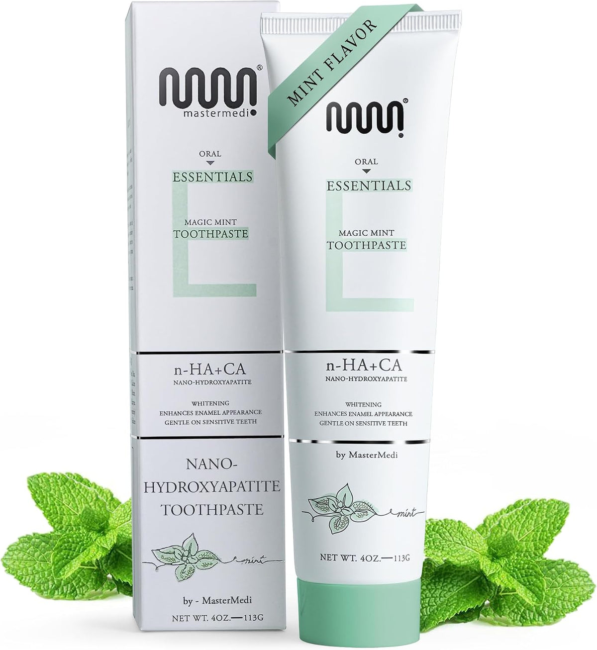 MasterMedi Nano Hydroxyapatite Toothpaste with Xylitol – Fluoride & SLS Free, Remineralizing Formula for Whitening, Sensitive Teeth, Enamel Repair & Strength, Magic Mint, 4 oz (Pack of 1)