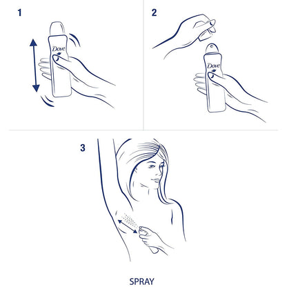 Dove Dry Spray Antiperspirant - Invisible - Sheer Fresh - Net Wt. 3.8 OZ (107 g) Per Can - Pack of 3 Cans
