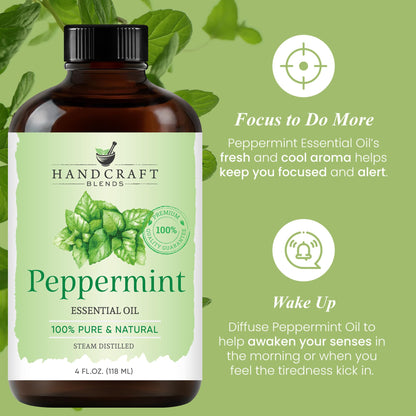 Handcraft Blends Peppermint Essential Oil - Huge 4 Fl Oz - 100% Pure and Natural - Premium Grade