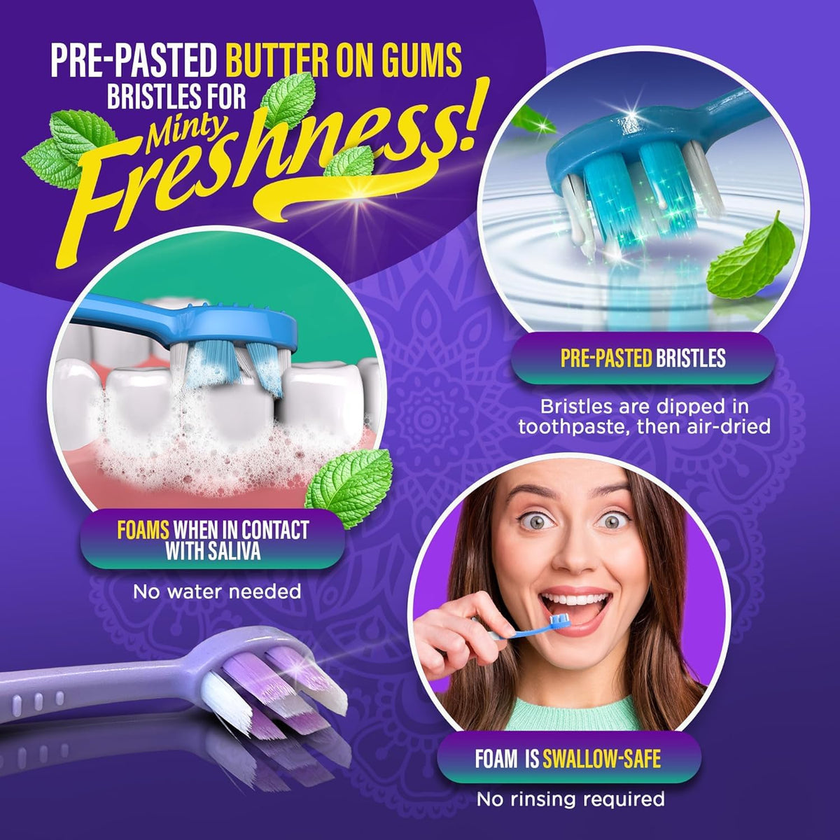GuruNanda Disposable Travel Toothbrush 2.0, Fluoride Free Toothpaste, 21 ct