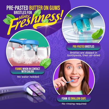 GuruNanda Disposable Travel Toothbrush 2.0, Fluoride Free Toothpaste, 21 ct