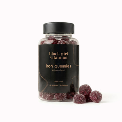 Black Girl Vitamins - Iron Gummies (20 mg), Supports Iron Deficiency & Anemia, Gluten-Free, Gelatin Free, Made in The USA (Grape, 60 Count) 30 Day Supply
