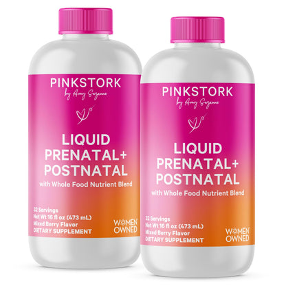 Pink Stork Liquid Prenatal Vitamins for Women – Berry, 32 Servings | Doctor Formulated, Organic Whole-Food Blend, Methylated Folate, Sugar-Free, Fertility to Postpartum, Breastfeeding Friendly