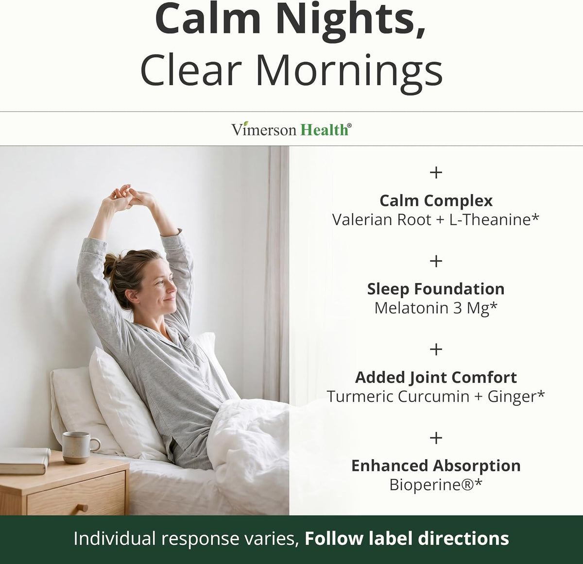 Melatonin 3mg + Valerian Root Capsules – Natural Sleep Aid for Adults 60Ct