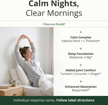 Melatonin 3mg + Valerian Root Capsules – Natural Sleep Aid for Adults 60Ct