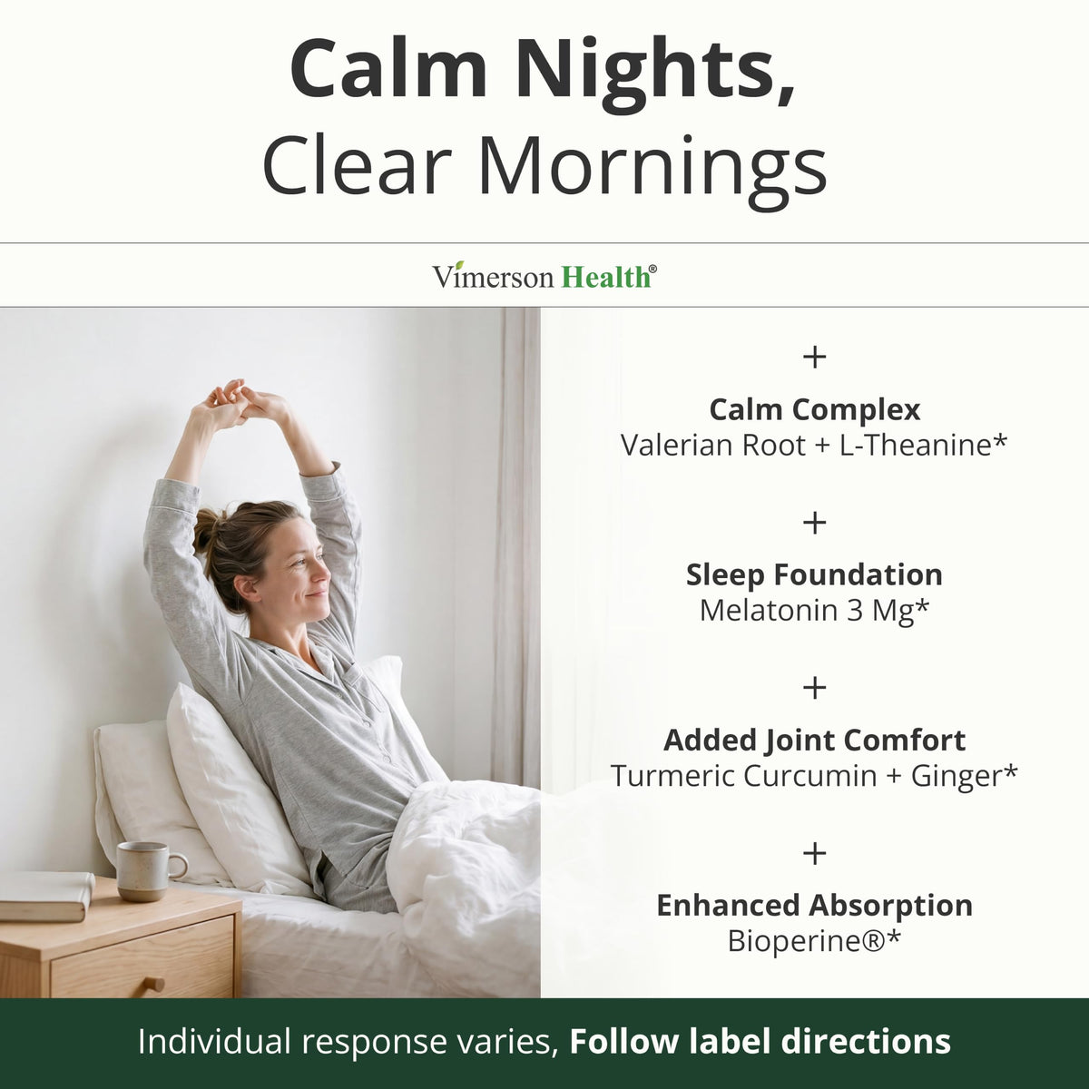 Melatonin 3mg + Valerian Root Capsules – Natural Sleep Aid for Adults 60Ct