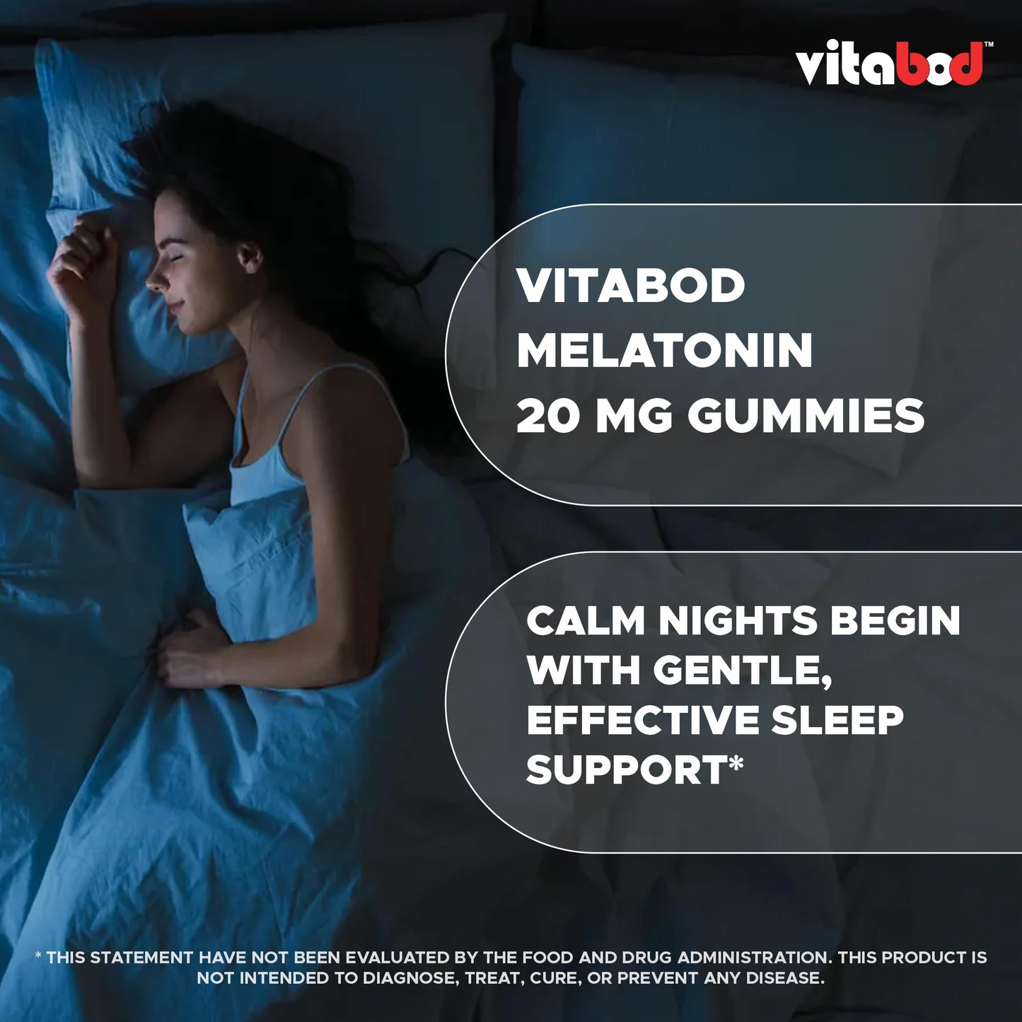 Vitabod Melatonin 20mg Gummies - 180 Count - Drug Free - Natural Strawberry Flavor - Vegetarian, Non-GMO, Gluten Free (1 Bottles)