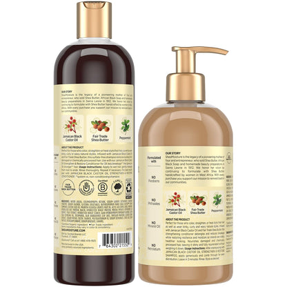SheaMoisture Shampoo & Conditioner Set, Jamaican Black Castor Oil | Strengthen & Restore Repair Treatment for Dry, Damaged Hair | Wavy, Coily, Kinky & Curly Hair | Shea Butter, Peppermint & ACV