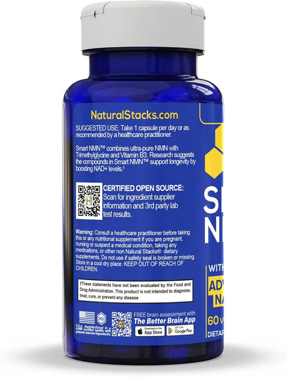 Smart NMN NAD Supplement, Healthy Aging Support With TMG - 60 Capsules | Advanced Nicotinamide Mononucleotide Formula for NAD+ production - Supports Long Term Brain Health - Natural Stacks