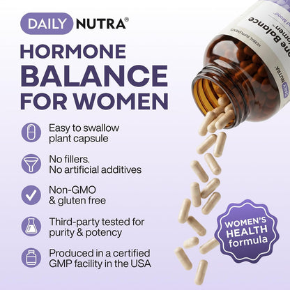 Hormone Balance for Women - Natural Mood Supplement - PMS Relief and Menopause Support | Featuring Clinically Studied KSM-66 Ashwagandha (90 Capsules)