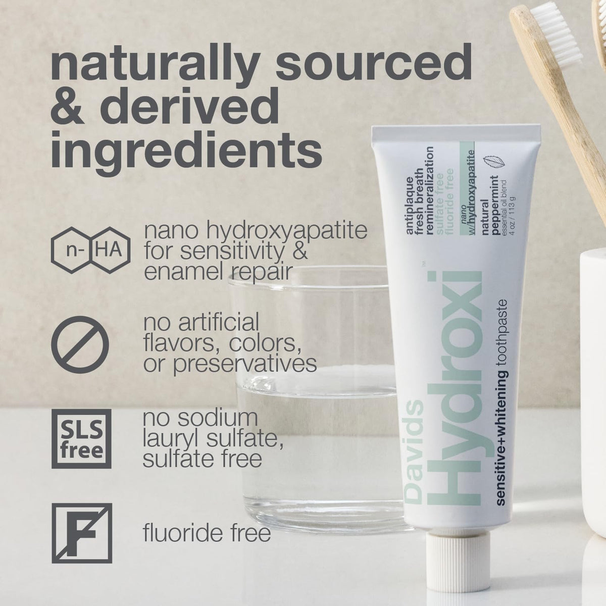 Davids Nano Hydroxyapatite Toothpaste Sensitive + Whitening Peppermint 4oz