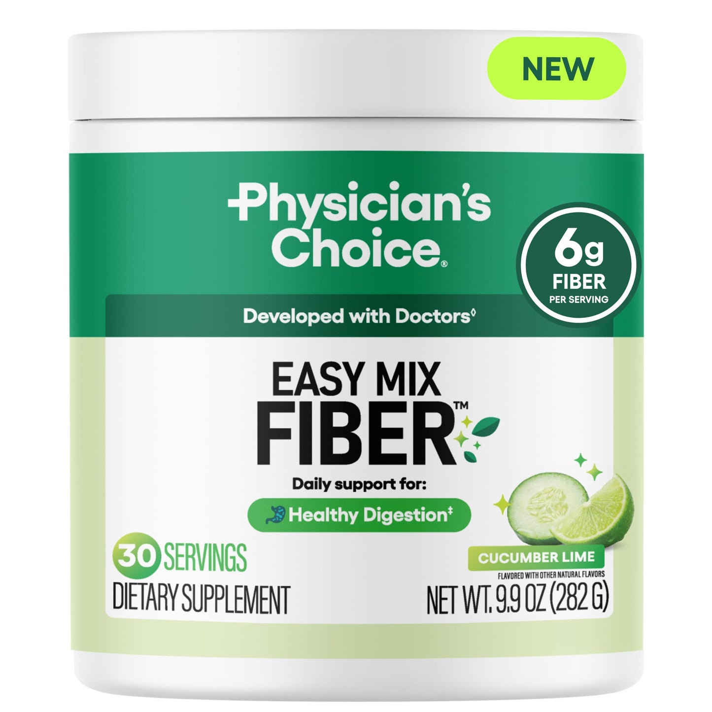 Physician's CHOICE Easy Mix Fiber for GLP-1 Support - No Grit & Sugar Free - Daily Prebiotic Soluble Fiber Powder Supplement - Digestive Health & Regularity - for Women and Men - Unflavored - 7.1oz