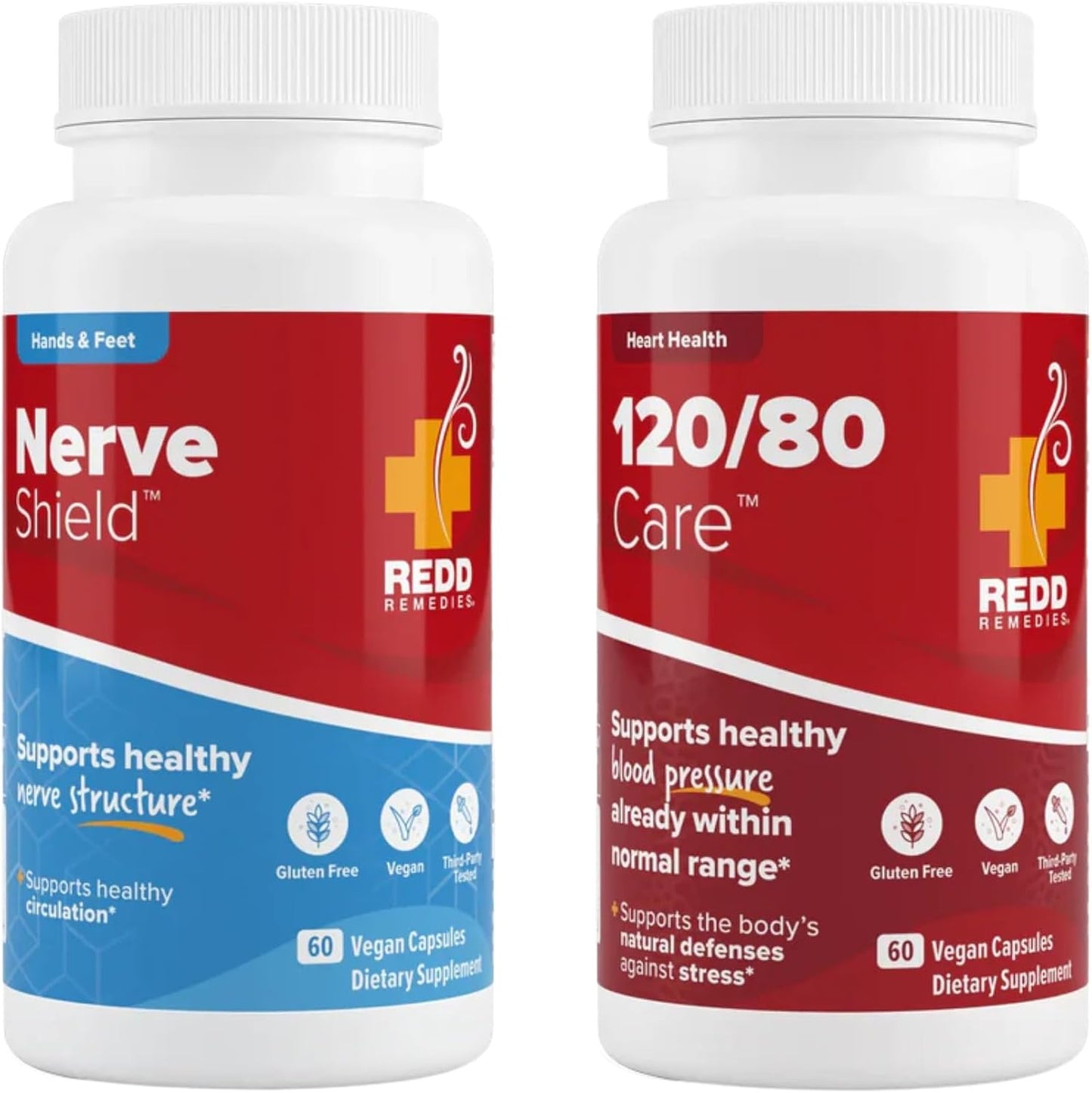Redd Remedies Nerve Shield, 60 Capsules, and 120/80 Care, 60 Capsules