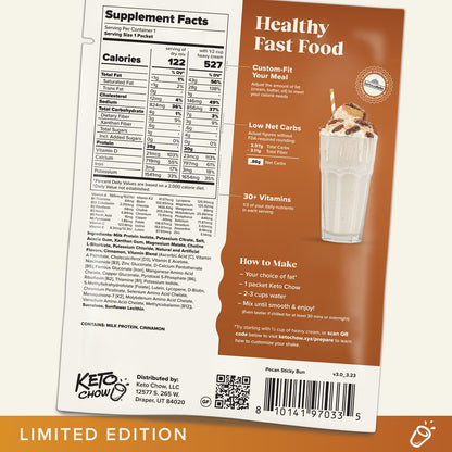 Keto Chow Chocolate Peanut Butter Meal Replacement Shake Powder, 3 Meals