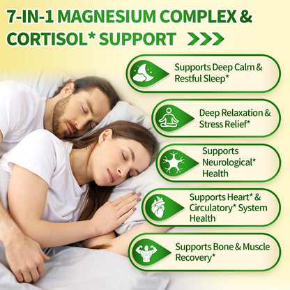 Triple Magnesium Complex for Women and Men, Magnesium Glycinate 400mg, Malate, Citrate, High Absorption Chelated Magnesium Supplement Support Sleep, Muscle, Non-GMO, Gluten Free - 240 Capsules