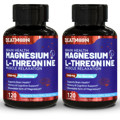 Magnesium L-Threonine 1900mg, High Absorption, 120 Vegan Capsules | Magnesium L Threonine Supplement Promotes Relaxation & Wellness, Non-GMO, Gluten Free for Men & Women