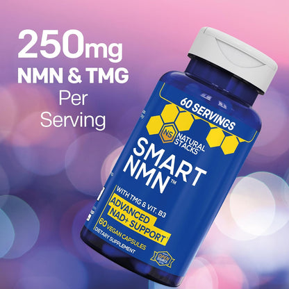 Smart NMN NAD Supplement, Healthy Aging Support With TMG - 60 Capsules | Advanced Nicotinamide Mononucleotide Formula for NAD+ production - Supports Long Term Brain Health - Natural Stacks