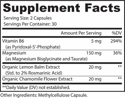 MoxyVites MagniRest PM Magnesium Complex for Women & Men - Magnesium Bisglycinate, Taurate, Active B6, & Calming Organic Botanicals - Chelated High Absorption - Nighttime Magnesium, 60 Vegan Capsules