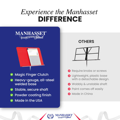 Manhasset Music Stand for Sheet Music - 48 Symphony Model - Long Lasting, Durable Manhasset Stand - Adjustable Height - 26" to 48" - Made in the USA