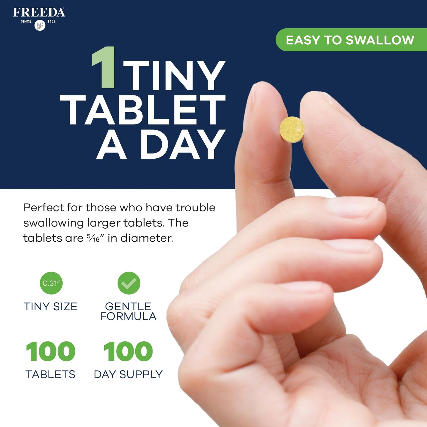 Freedavite Tiny Tablet - Moderate Multivitamin for Men and Women - Pure Vitamin A, C, D, E, B1, B2, B6, B12, Biotin, Calcium, Zinc, Iron, Magnesium, Manganese, Copper, Selenium, Iodine - 250 Count | Supports Energy, Immunity, Bone & Brain Health – 20 Esse