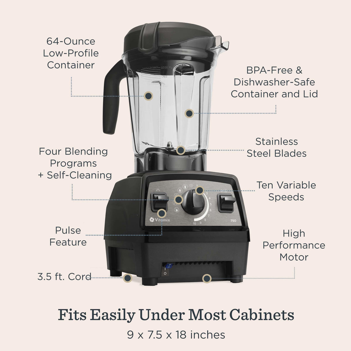 Vitamix Propel Series 750 Professional-Grade Blender, 4 Programs, Slate