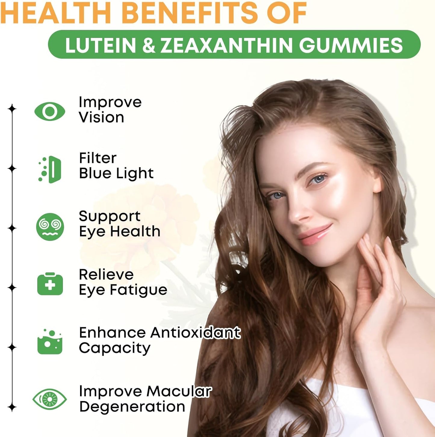 2 Pack Lutein Gummies 25mg, Sugar Free Lutein Zeaxanthin Supplements Gummies, Eye Health Supplement for Adults, Eye Vitamins Lutein for Vision and Blue Light Protection, Mango Flavor, 120 Count