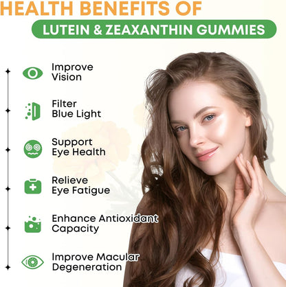 2 Pack Lutein Gummies 25mg, Sugar Free Lutein Zeaxanthin Supplements Gummies, Eye Health Supplement for Adults, Eye Vitamins Lutein for Vision and Blue Light Protection, Mango Flavor, 120 Count