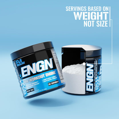 EVL Intense Pre Workout with Creatine - ENGN Energizing Pre Workout for Men Powder Drink for Lasting Energy Focus and Recovery - with Beta Alanine Caffeine and L Theanine - Blue Raz