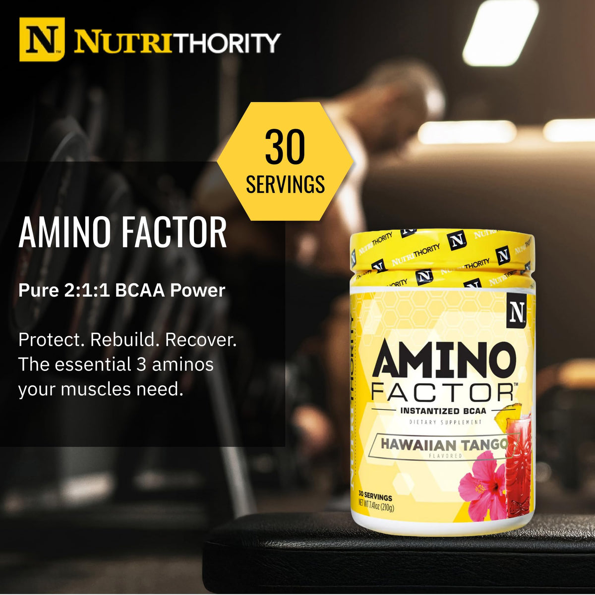 Nutrithority - BCAA Powder, Amino Factor (Gushing Gummy)