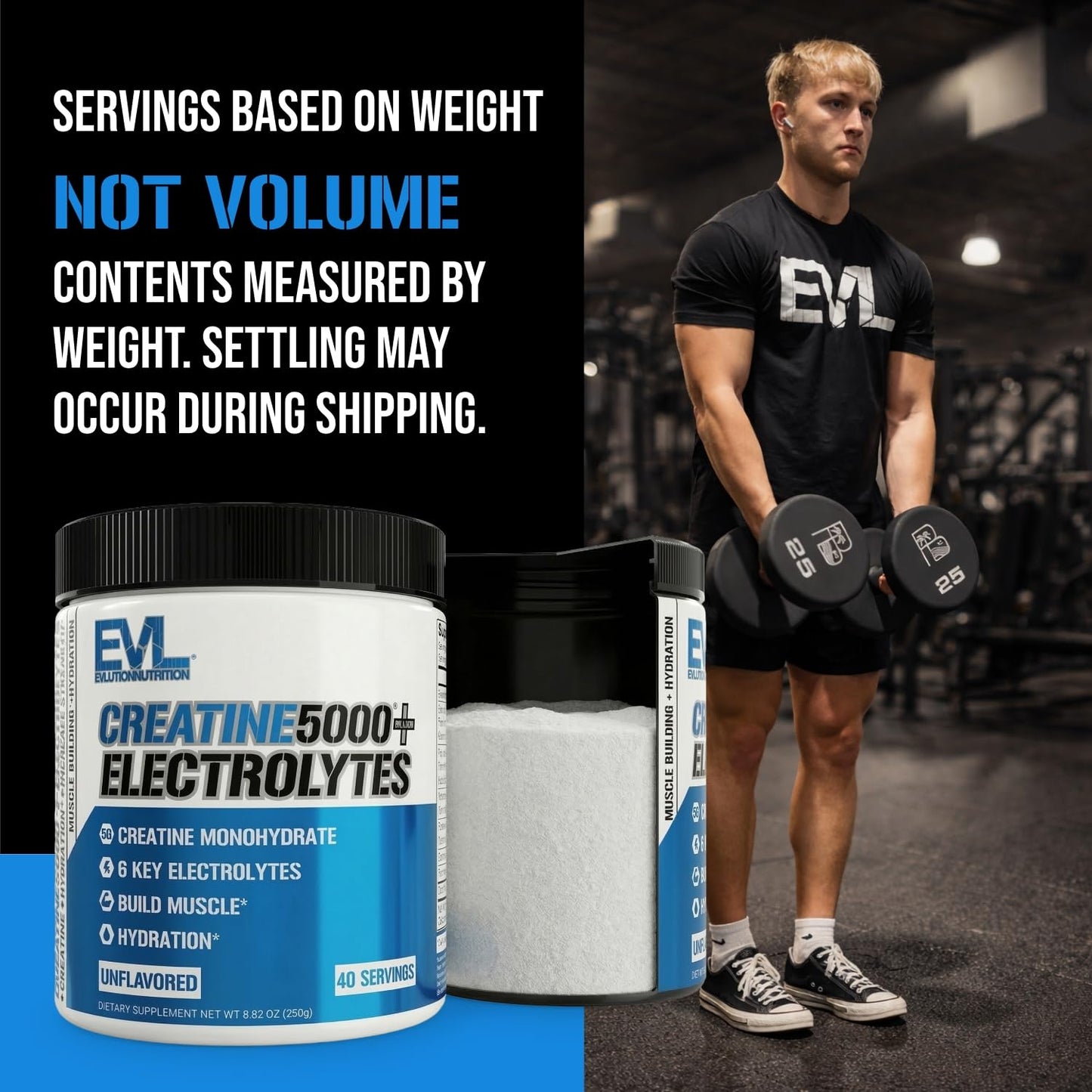 Evlution Nutrition Creatine 5000 - Supports Faster Recovery Lean Muscle Growth & Performance - Pre & Post Workout Powder - 5000mg Pure Creatine Monohydrate Per Serving - 60 Servings - Unflavored