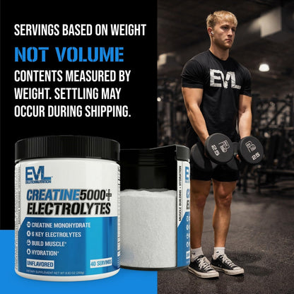 Evlution Nutrition Creatine 5000 - Supports Faster Recovery Lean Muscle Growth & Performance - Pre & Post Workout Powder - 5000mg Pure Creatine Monohydrate Per Serving - 60 Servings - Unflavored