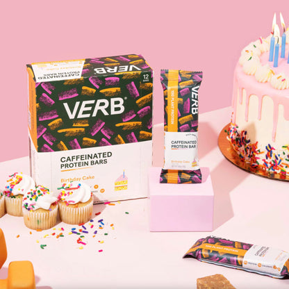 Verb Energy - Birthday Cake Caffeinated Protein Bars - 190-Calorie Low Sugar 10g Protein