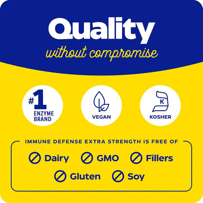 Enzymedica Immune Defense Extra Strength Caps - 90 Capsules | Proteolytic Enzyme Supplement for Men & Women, Immune Health Support Supplement with Protease, Catalase, Vegan