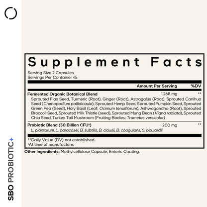 Codeage SBO Probiotics, 50 Billion CFUs Per Serving, Multi Strain Soil Based Organisms Blend and Organic Fermented Botanical Blend, Shelf-Stable, 90 Capsules