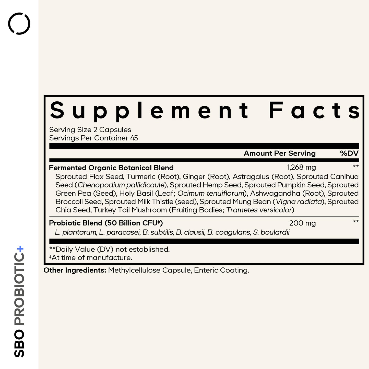 Codeage SBO Probiotics, 50 Billion CFUs Per Serving, Multi Strain Soil Based Organisms Blend and Organic Fermented Botanical Blend, Shelf-Stable, 90 Capsules