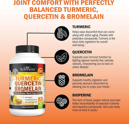Turmeric Quercetin with Bromelain Supplement - 90 count