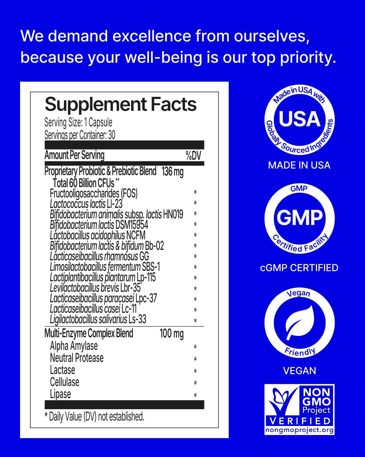 3-in-1 Gut Health Probiotics with Digestive Enzymes - 30 CT | 60B CFU, 12 Clinically Studied Strains & Prebiotics, Bloating & Gas Relief, Regularity, Digestive Health for Women & Men