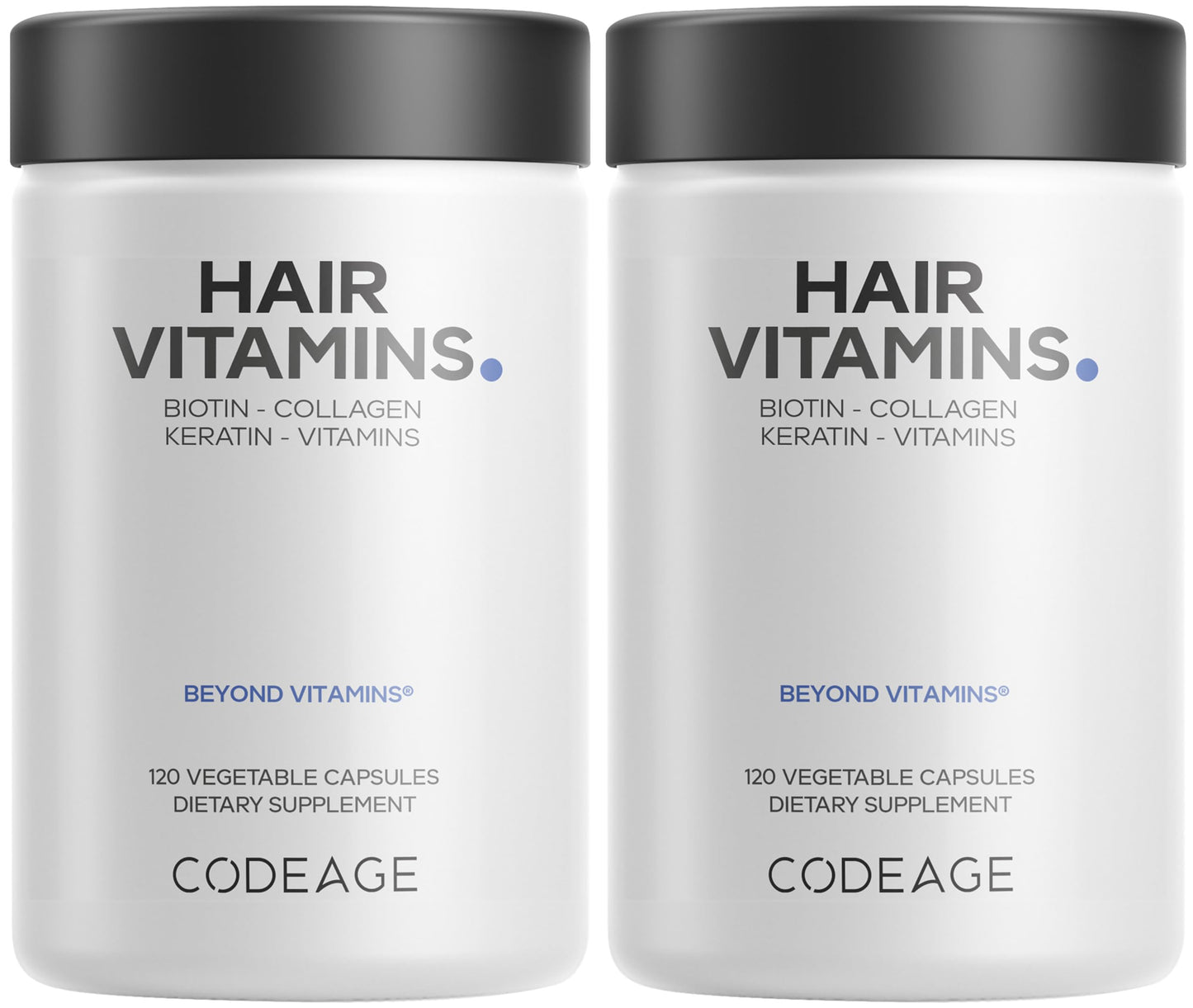 Codeage Hair Vitamins 10000 mcg Biotin, Keratin, Collagen, Vitamin A, B12, C, D3, E, Zinc, Turmeric, Probiotics, Enzymes, Inositol - Hair Care Support - Healthy Hair Supplement Pills - 120 Capsules