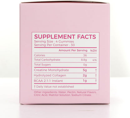 AiVital™ Creatine Gummies for Women, 5g Creatine Monohydrate Gummies +2g Collagen +1g BCAA, Women-Specific Formula, Sugar Free, 30 Servings, 120 Counts (Berry)