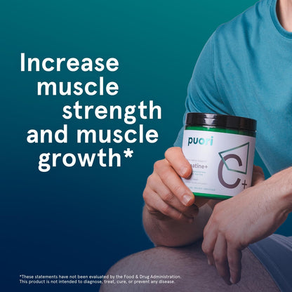 Puori Creatine Monohydrate Powder with Taurine - Unflavored Creatine Powder, Pre-Workout Supplement for Men & Women - Muscle Builder, Enhanced Workout Performance & Strength Building - 60 Servings
