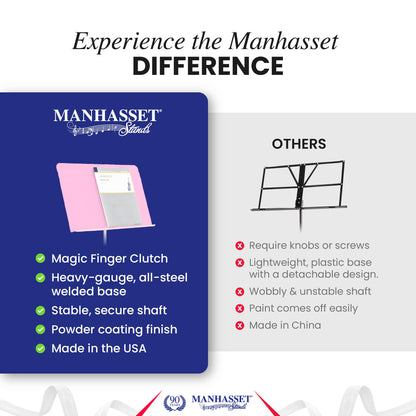 Manhasset Music Stand for Sheet Music - 48 Symphony Model - Long Lasting, Durable Manhasset Stand - Adjustable Height - 26" to 48" - Made in the USA