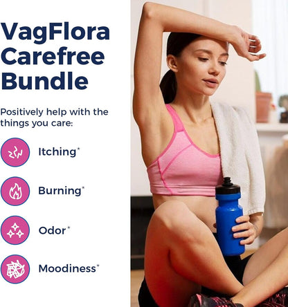 NewRhythm VagFlora Carefree Bundle, Women's Probiotics 100 Billion CFU & Women's Probiotics 70 Billion CFU, PH Balance, Vaginal, Urinary & Digestive Health, Non-GMO