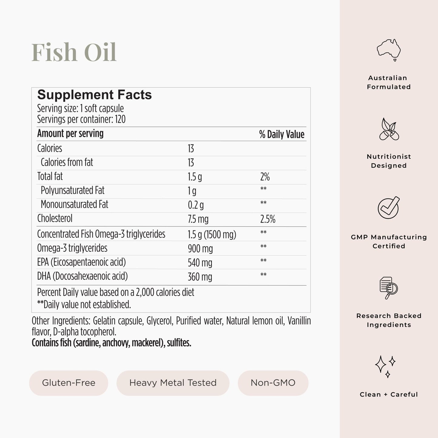 JSHealth High Strength Fish Oil. 900mg Omega-3 per Capsule with 540mg EPA and 360mg DHA. Wild-Caught, Friend of the Sea Certified, Vanilla Coated. No Fishy Aftertaste (60 Capsules)