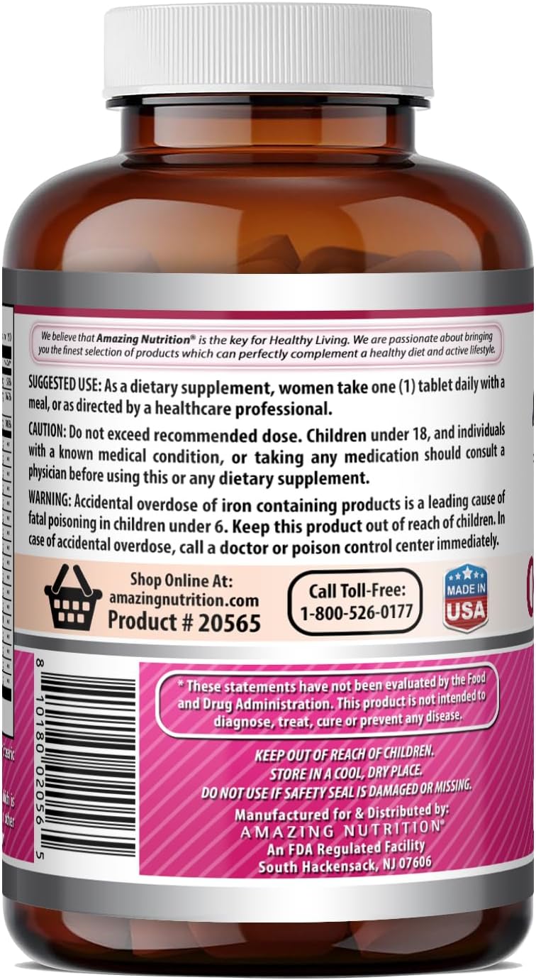 Amazing Formulas Women's One Multivitamin | Food Based | 150 Tablets, 5 Month Supply | Complete Blend of 40 Vitamins, Minerals & Probiotics Supplements | Non-GMO | Gluten-Free | Made in USA