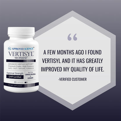 Approved Science VertiSyl - Ginkgo Biloba, Ginger, Vitamin D3, BioPerine - 60 Capsules - 1 Month Supply