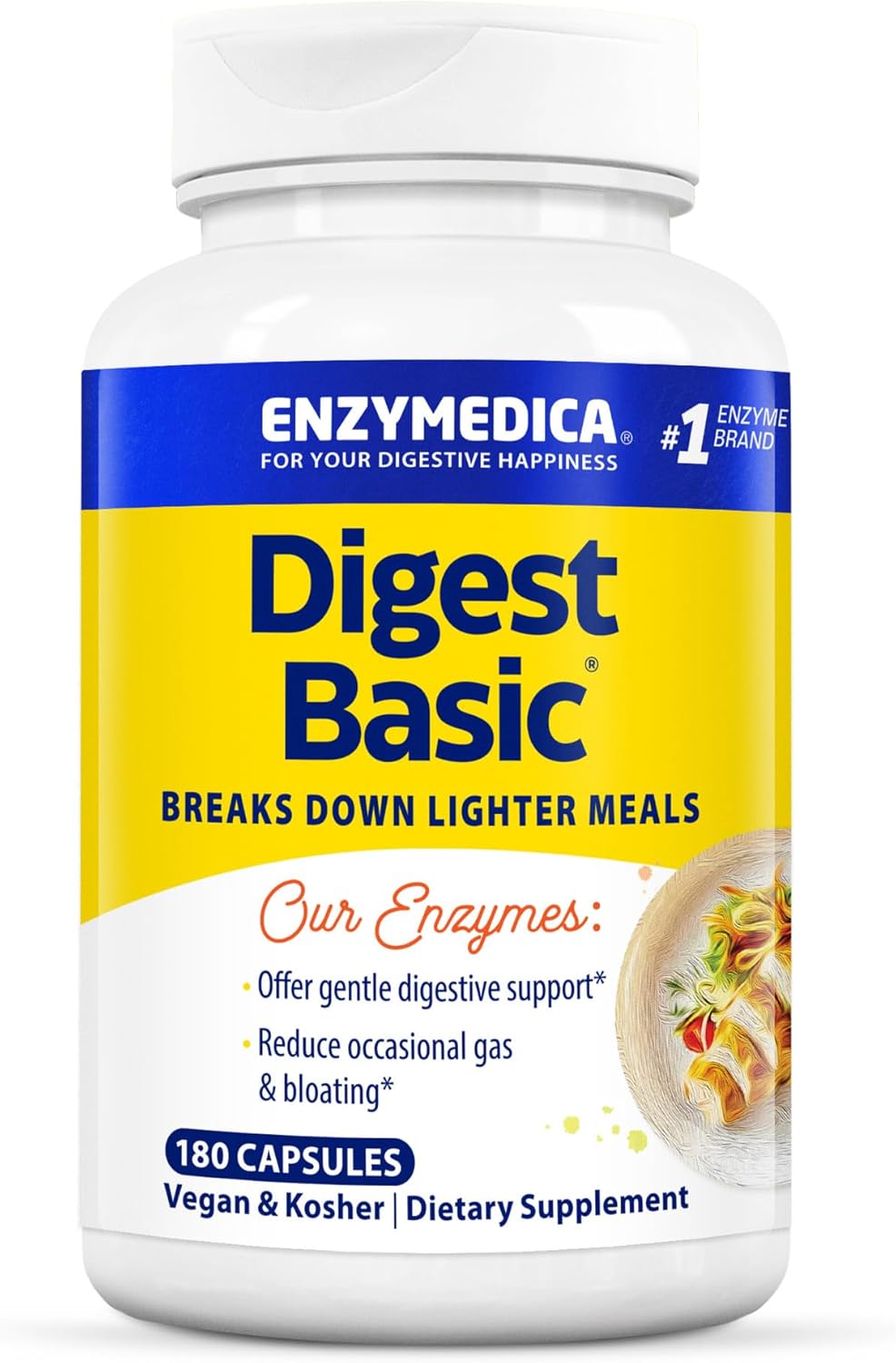 Enzymedica Digest Basic - Helps Gas & Bloating - 180 Caps
