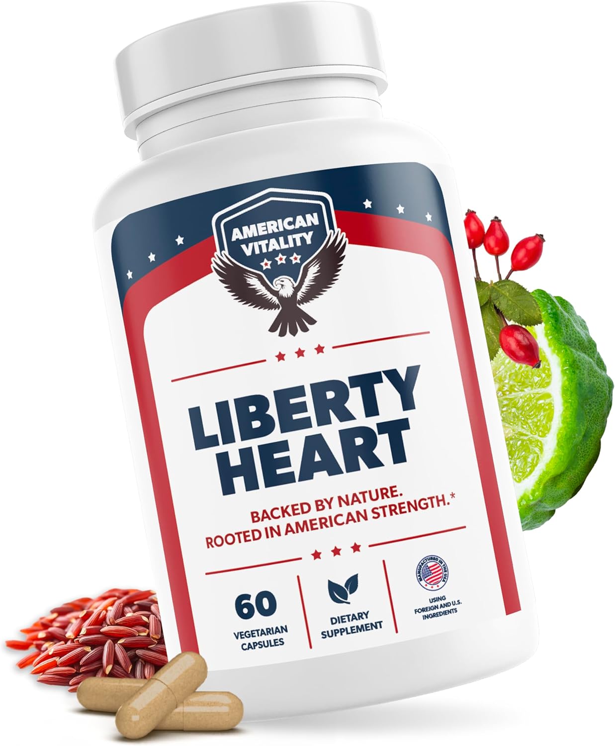 Liberty Heart | Heart Health Supplements | Supports Healthy Cholesterol Levels, Supports Heart Wellness, Berberine, Citrus Bergamot, 30 Days Supply, 60 Capsules
