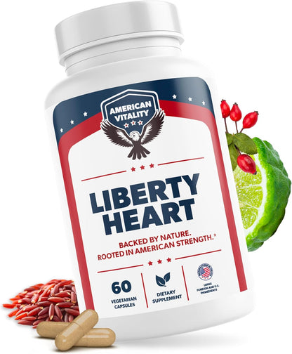 Liberty Heart | Heart Health Supplements | Supports Healthy Cholesterol Levels, Supports Heart Wellness, Berberine, Citrus Bergamot, 30 Days Supply, 60 Capsules